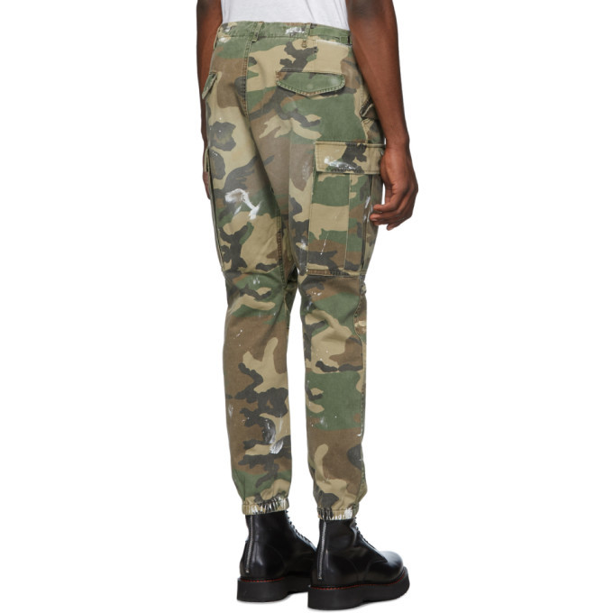 R13 Khaki Camo Paint Cargo Pants R13