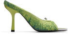 Diesel Green D-Diam's-High Denim Mule Heeled Sandals