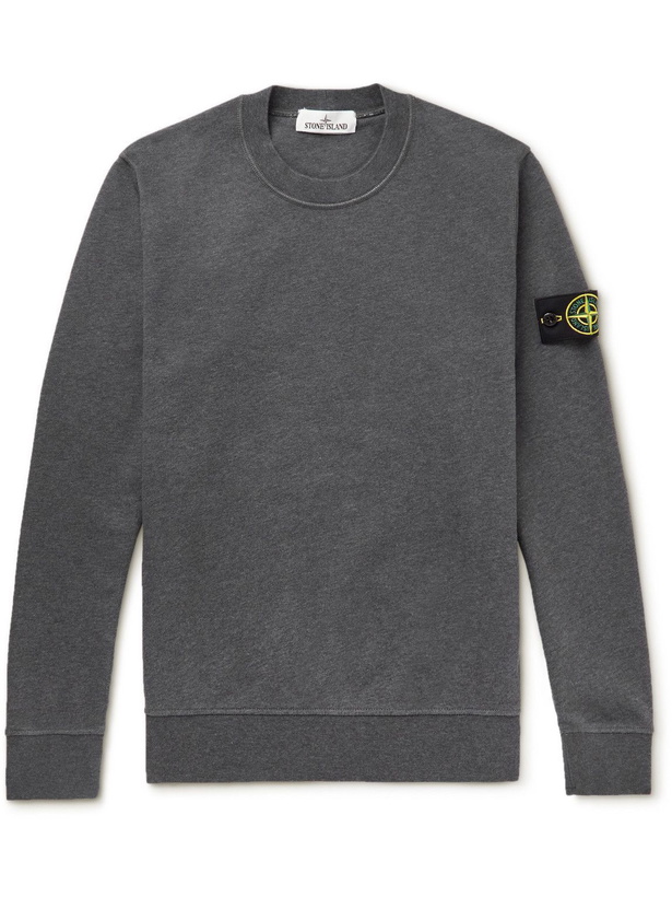 Photo: Stone Island - Logo-Appliquéd Cotton-Jersey Sweatshirt - Gray