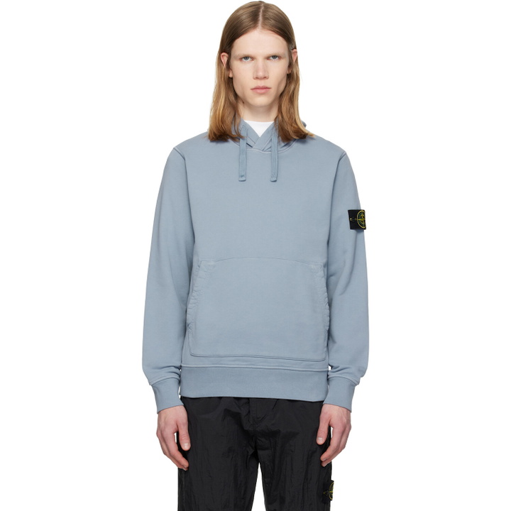 Photo: Stone Island Blue 6100062 Organic Cotton Fleece Hoodie