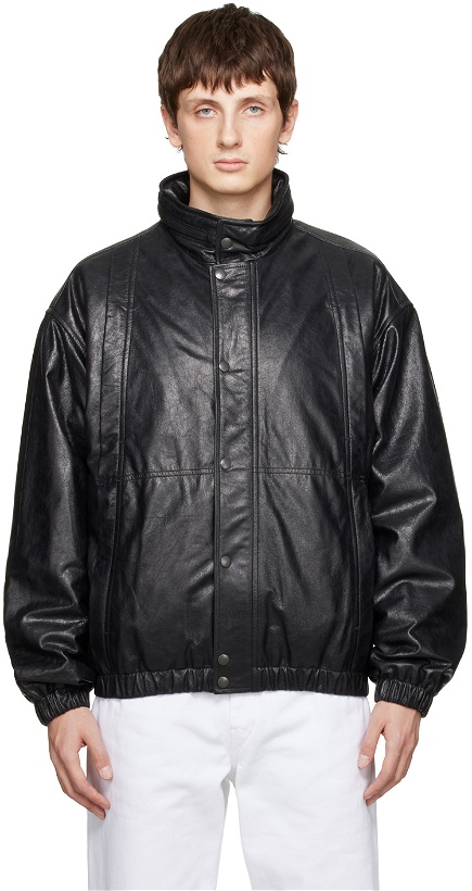 Photo: LEMAIRE Black Paneled Leather Jacket