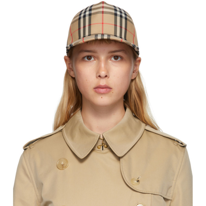 Burberry Beige Heavy Cotton Check Trucker Hat Burberry display picture 1