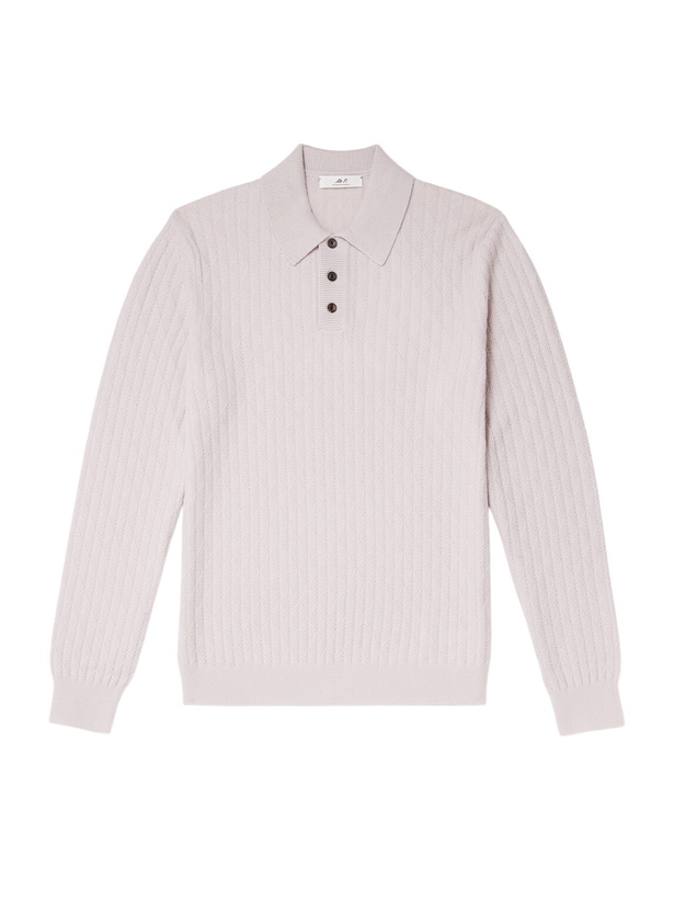 Photo: Mr P. - Textured Wool and Camel-Blend Polo Shirt - Gray