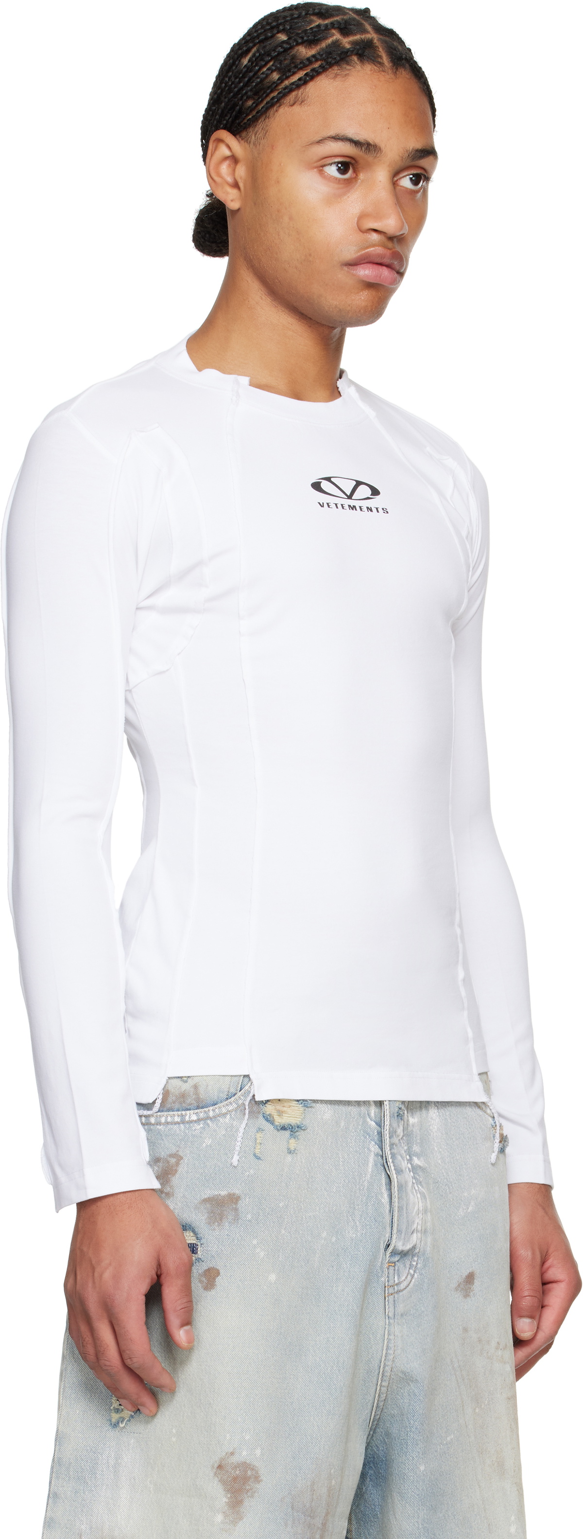 VETEMENTS White Oval Logo Cut-Out T-shirt Vetements