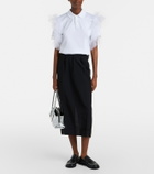 Noir Kei Ninomiya Tulle-trimmed cotton polo shirt