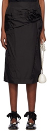 Simone Rocha Black Pressed Rose Midi Skirt