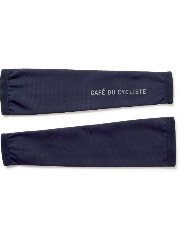 Photo: CAFE DU CYCLISTE - Logo-Print Stretch-Jersey Cycling Arm Warmers - Blue - S