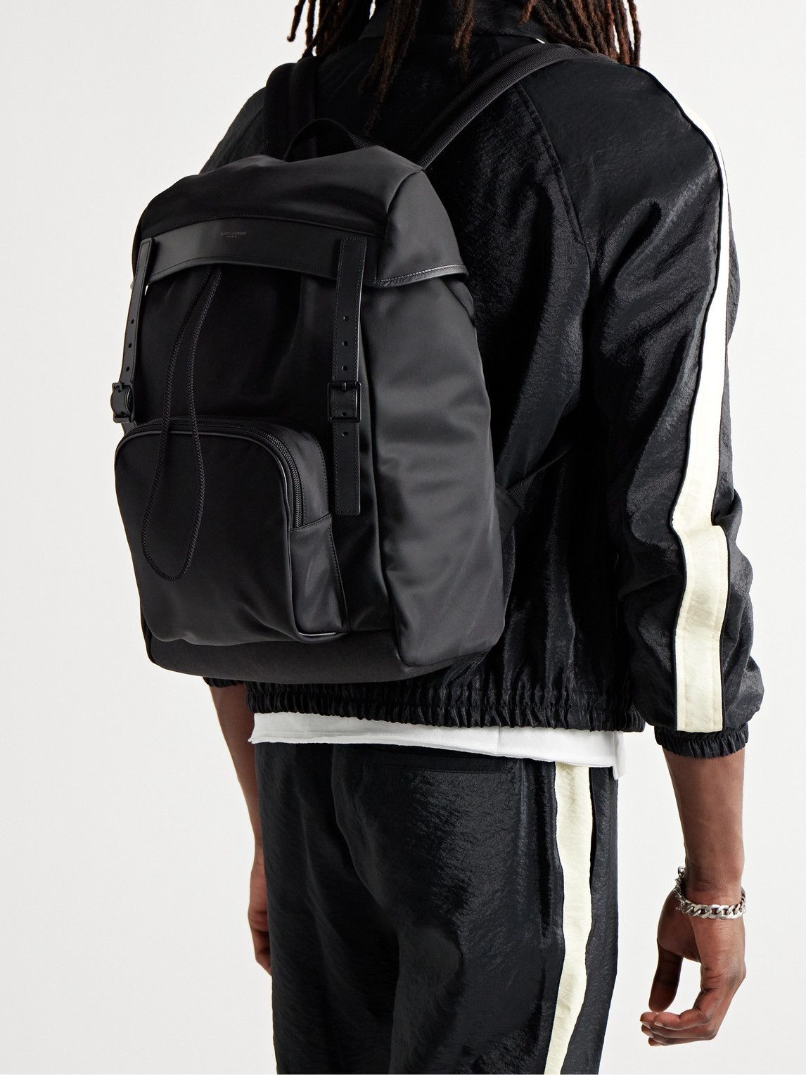 SAINT LAURENT - City Leather-Trimmed ECONYL Backpack Saint Laurent