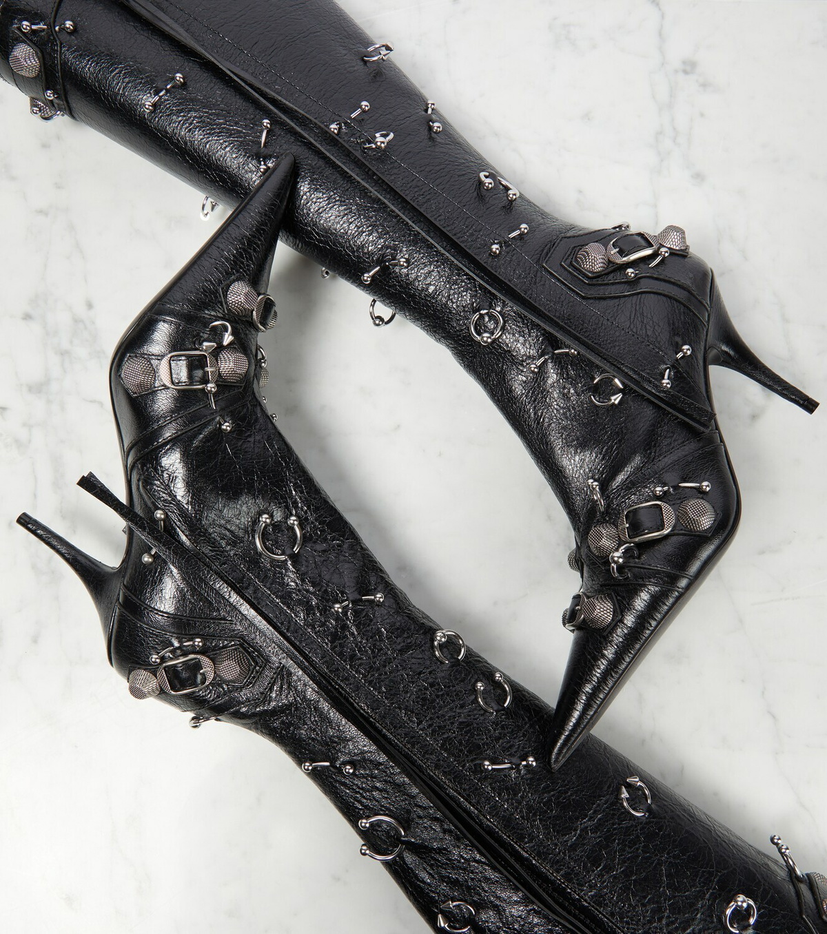 ミドルブーツ Balenciaga Printed Nappa Leather Cagole Boots Balenciaga 90mm Cagole Boots | Black | FARFETCH
