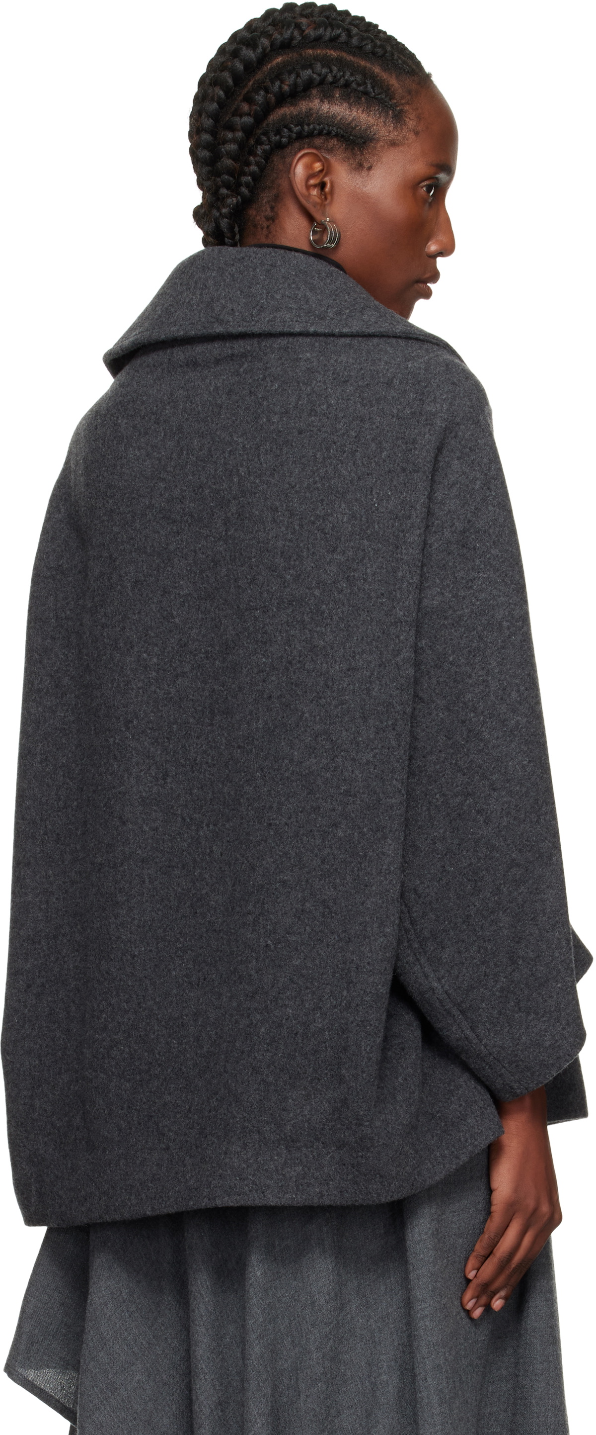 Y's Gray U-Irregular Short Sleeve Coat