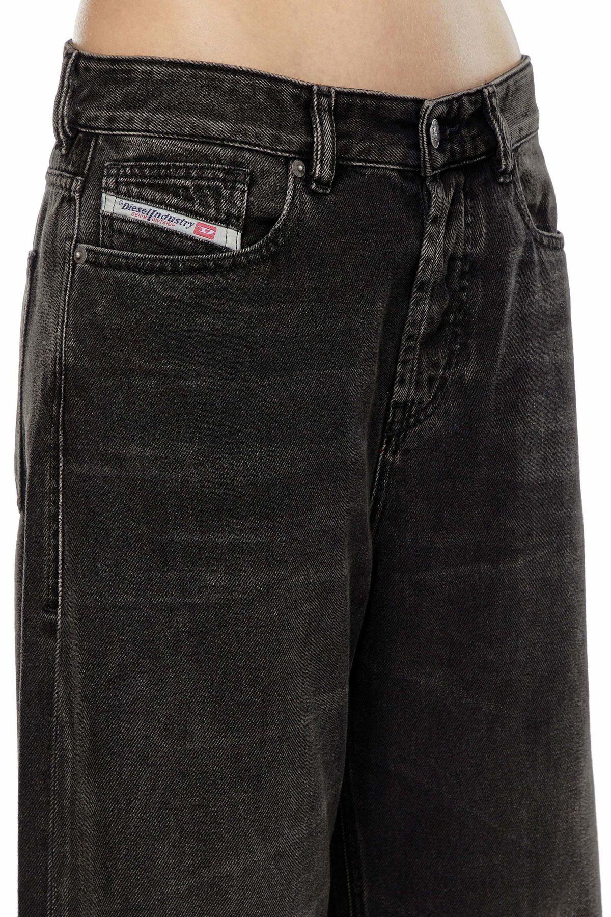 Diesel Relaxed Jeans Low Waist 1996 D-Sire, Black/Dark grey, Button fly