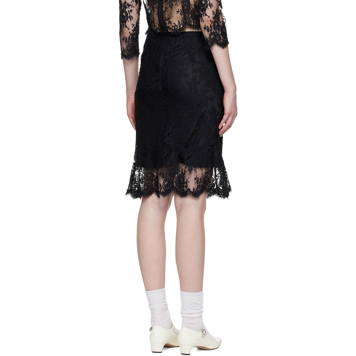 SHUSHU/TONG Black Flared Midi Skirt
