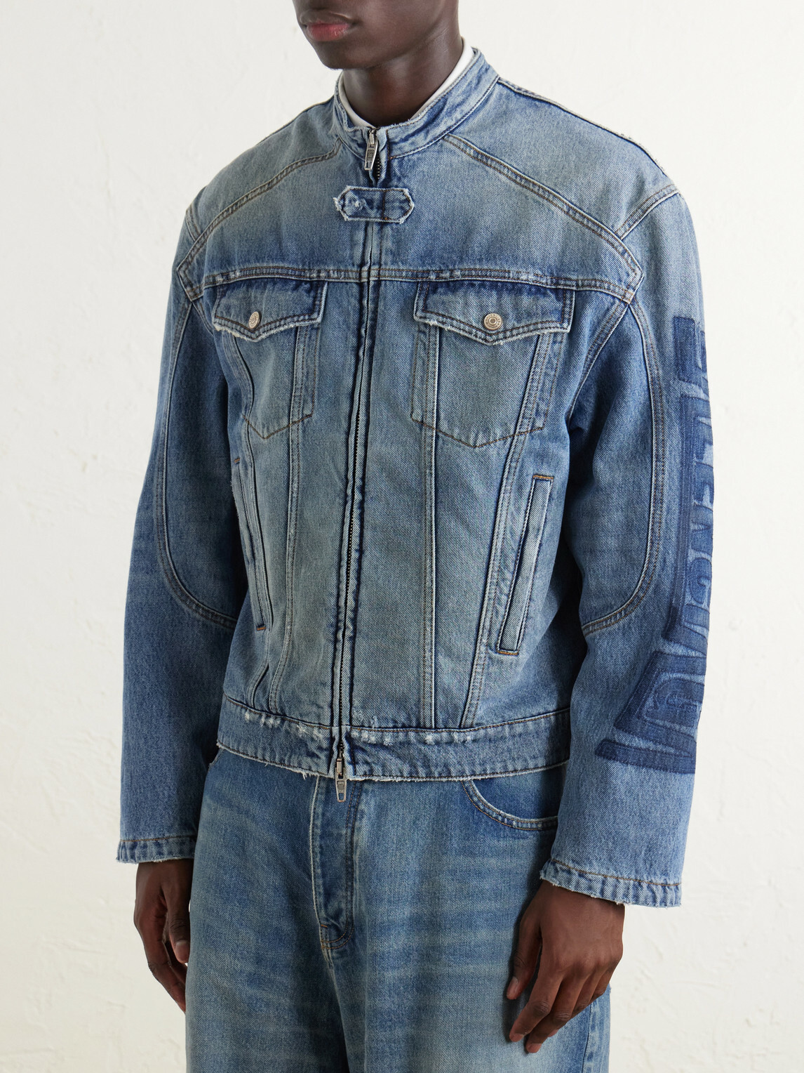 Balenciaga - Denim Motorcycle Jacket - Blue