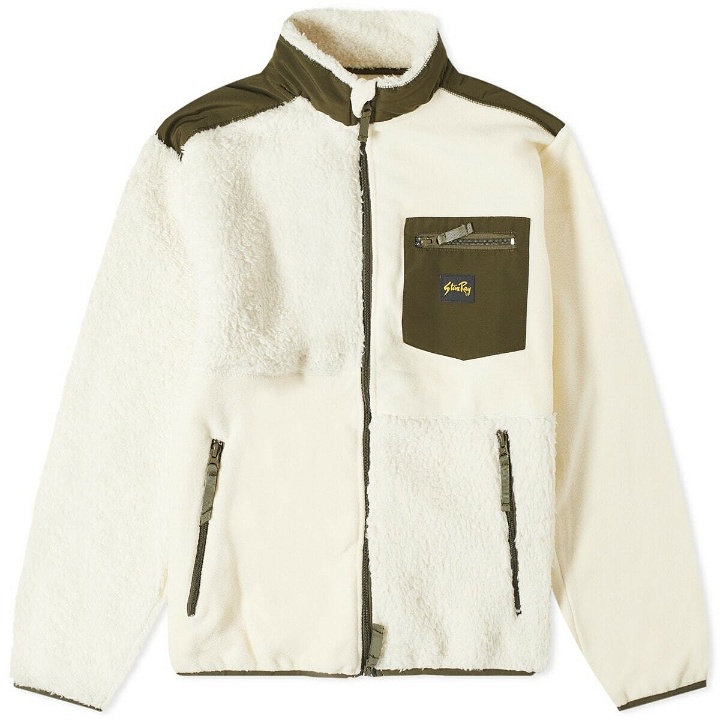 Photo: Stan Ray Men's Patchwork Fleece Jacket in Natural/Olive