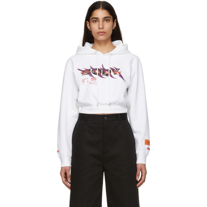 Photo: Heron Preston White Cropped Body Hoodie