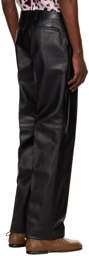 Dries Van Noten Black Paneled Leather Trousers