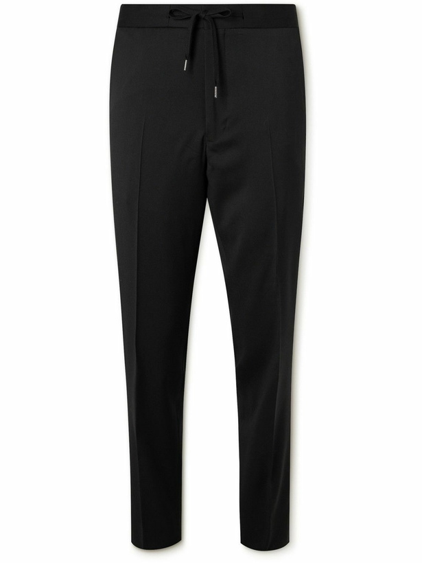 Photo: Mr P. - Tapered Grosgrain-Trimmed Wool Drawstring Tuxedo Trousers - Black