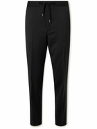 Mr P. - Tapered Grosgrain-Trimmed Wool Drawstring Tuxedo Trousers - Black