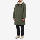 A.P.C. Men's Hector Fux Shearling Lined Parka Jacket in Military Khaki