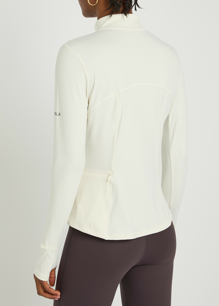 Tala Ultralite Half-zip Stretch-jersey gym top Ivory
