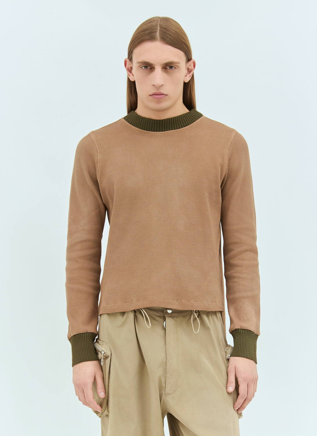 Charlie Constantinou Panelled Waffle Top With Scarf