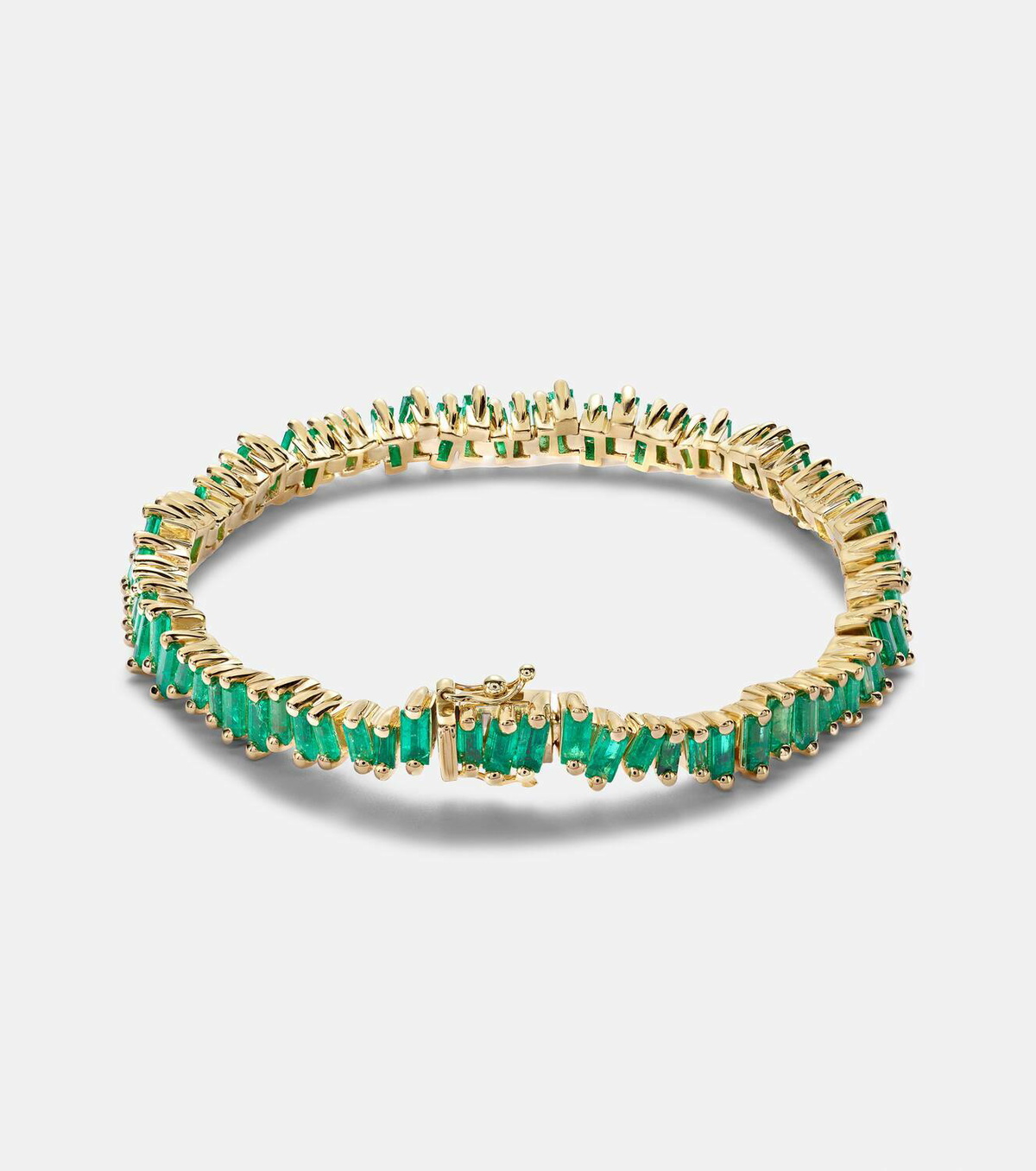 Suzanne Kalan 18kt gold tennis bracelet with emeralds