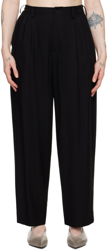 Photo: Y's Black Double Tucked Trousers