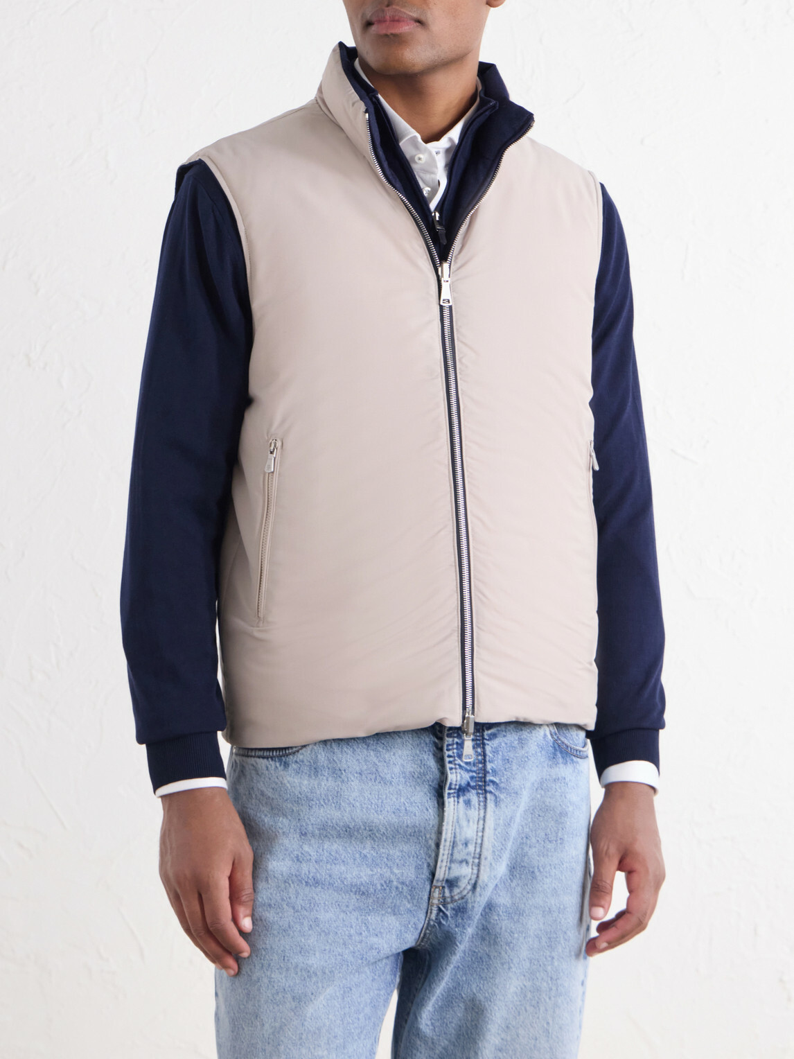 Eleventy - Reversible Padded Cashmere-Blend and Wool-Blend Gilet - Blue