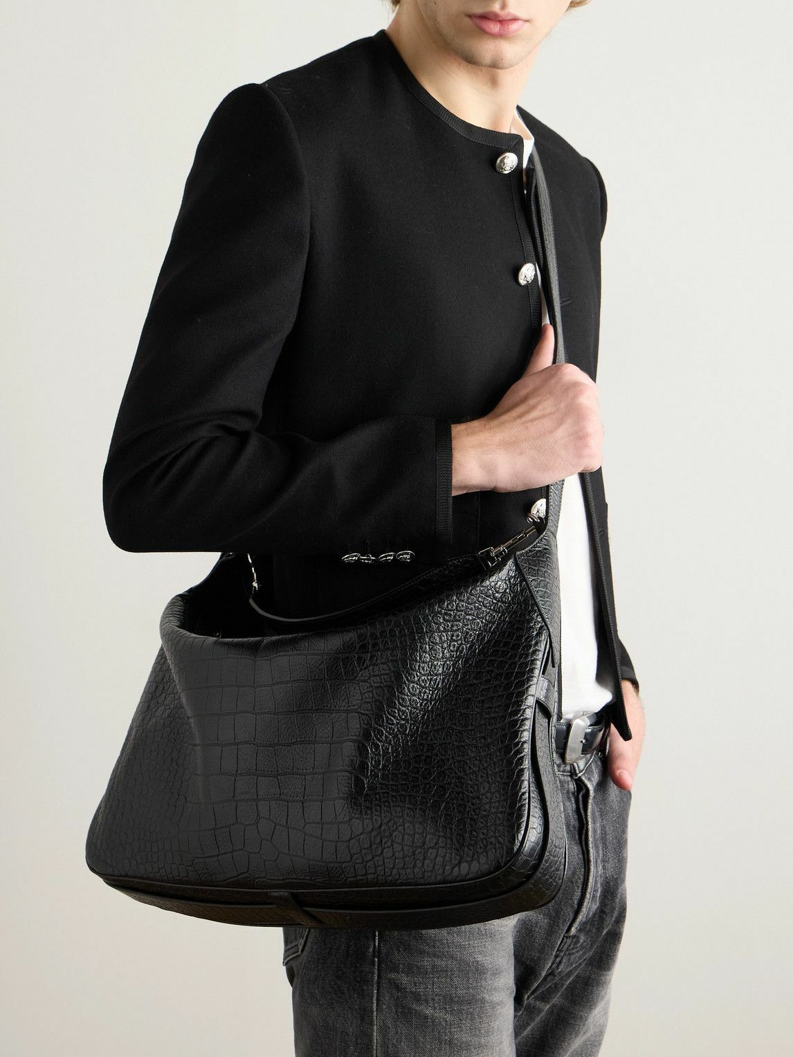 CELINE - Romy Large Croc-Effect Leather Messenger Bag
