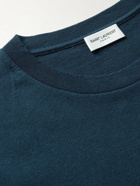 SAINT LAURENT - Logo-Print Cotton-Jersey T-Shirt - Blue
