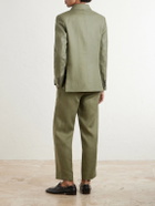 BODE - Linen Double-Breasted Blazer - Green