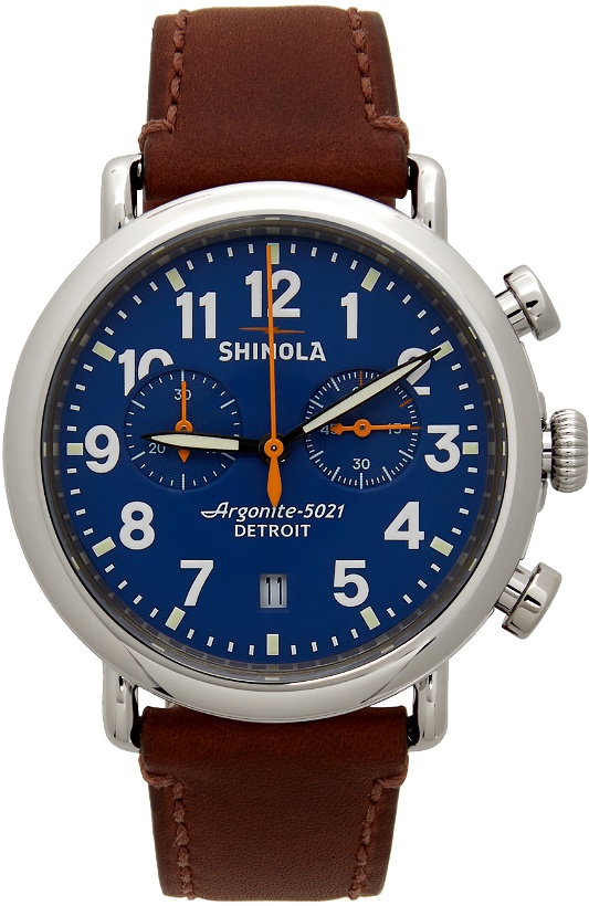 Photo: Shinola Blue & Brown 'The Runwell Automatic' 45mm Watch