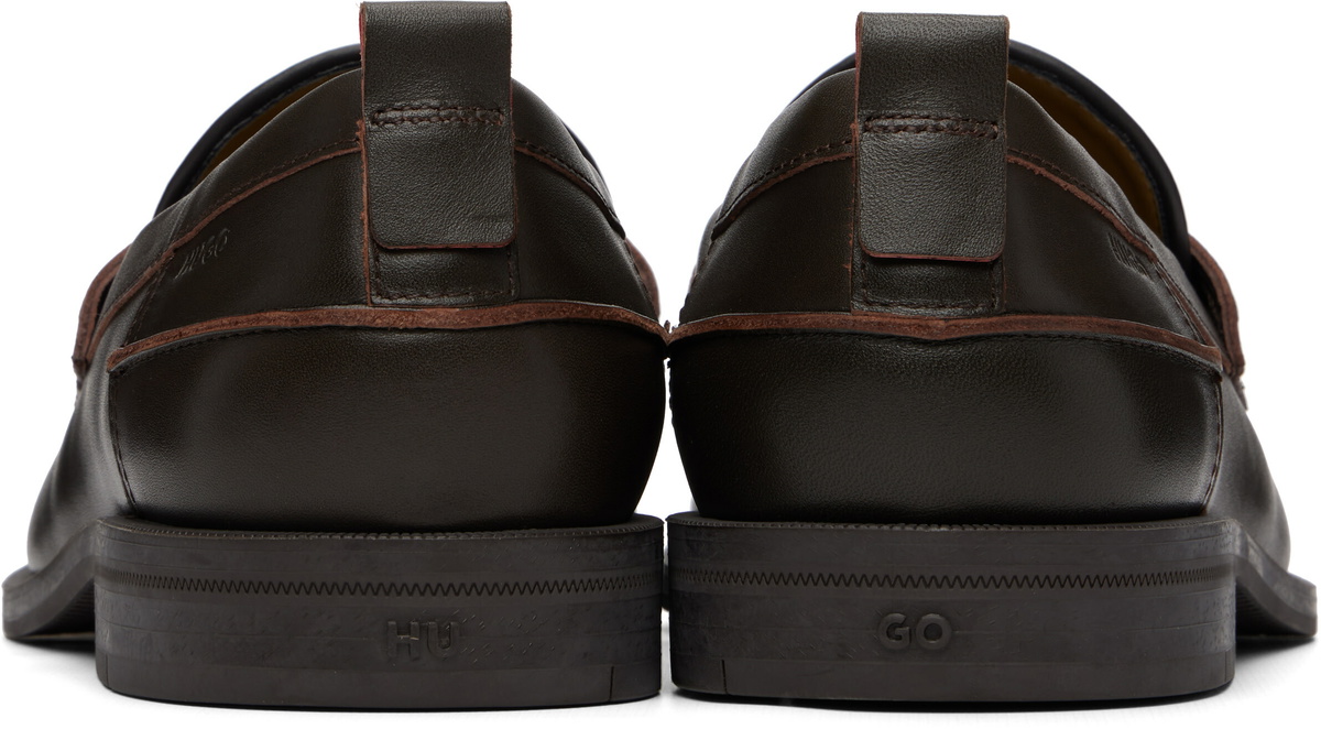 Hugo Brown Crocodile Vamp Leather Loafers