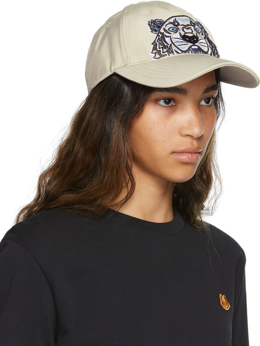 Kenzo Beige Canvas Kampus Tiger Cap Kenzo