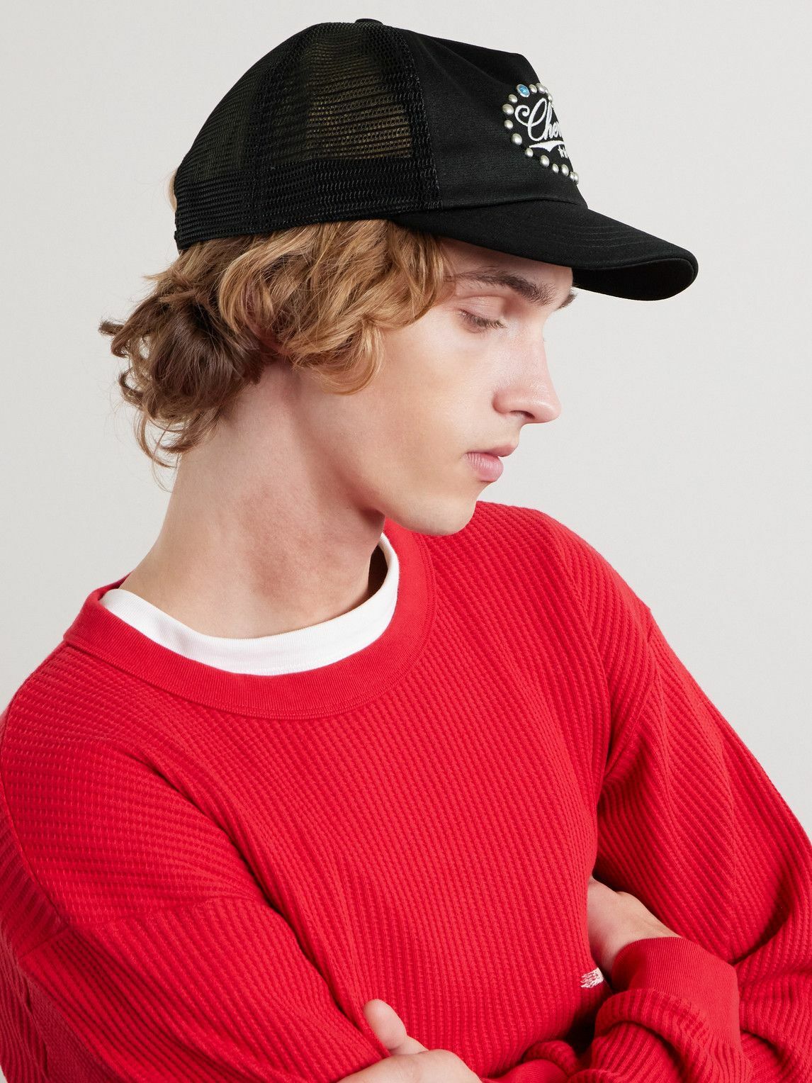 Cherry Los Angeles - Studded Five Star Logo-Embroidered Canvas and Mesh Trucker Cap