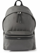 SAINT LAURENT - Leather-Trimmed Canvas Backpack - Gray