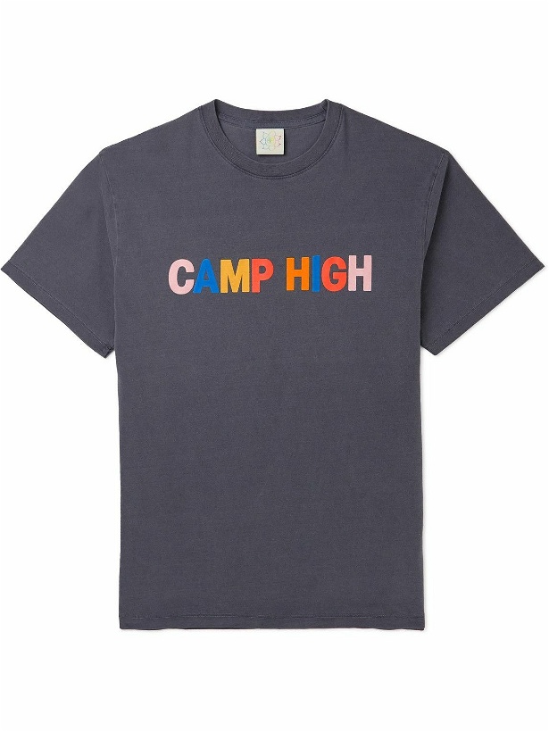 Photo: Camp High - Shop Logo-Print Pigment-Dyed Cotton-Jersey T-Shirt - Gray