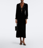 Rixo Larah lace-trimmed velvet midi dress