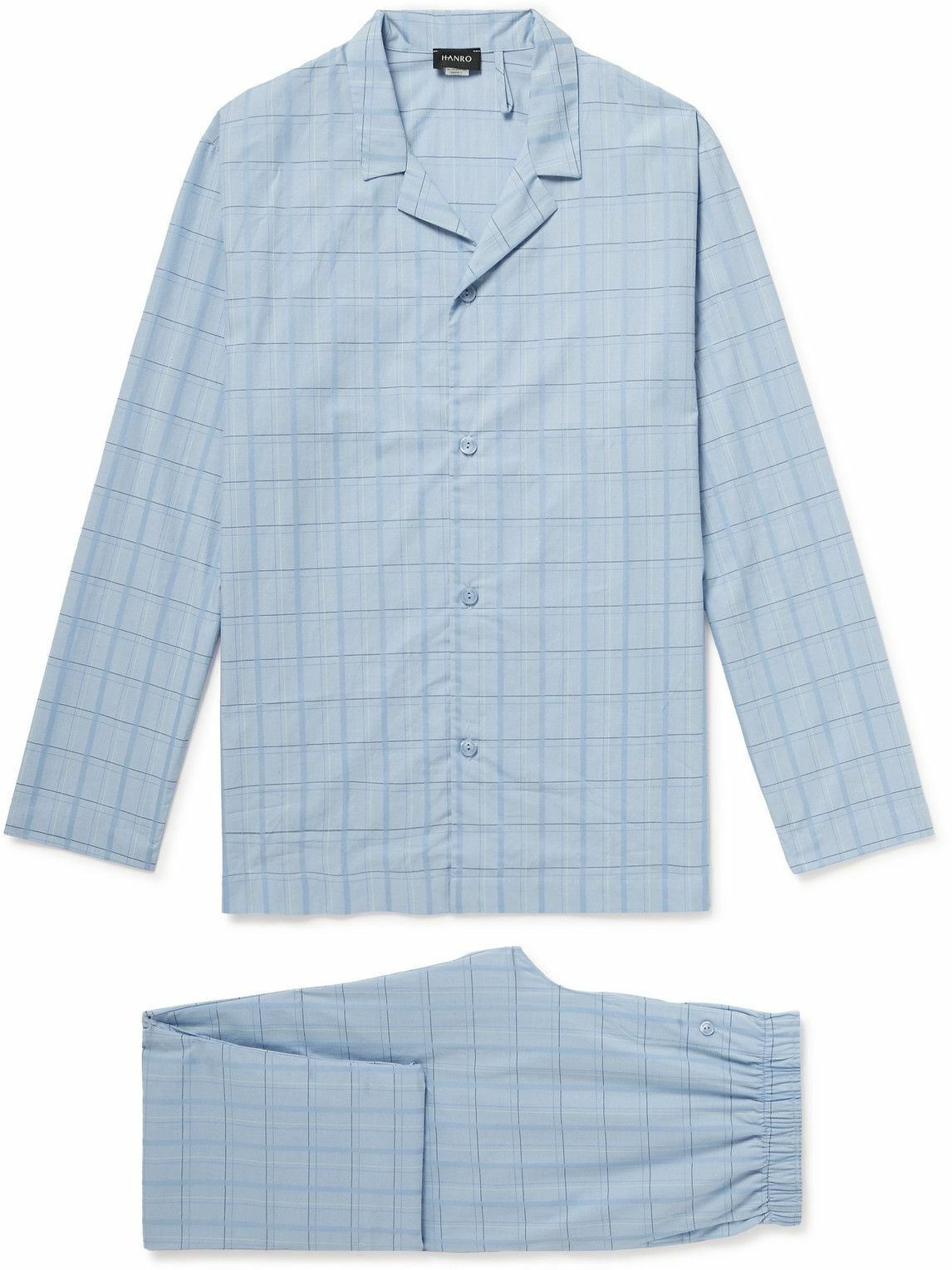 Photo: Hanro - Ian Checked Cotton-Poplin Pyjama Set - Blue
