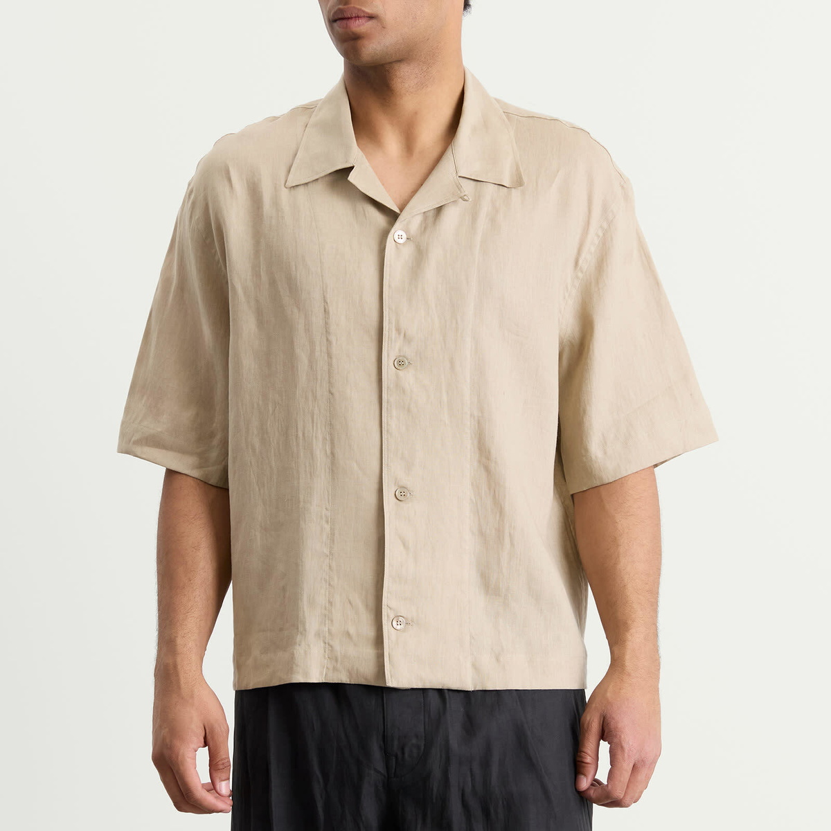 Studio Nicholson Men's Oryn Short Sleeve Shirt in Sand