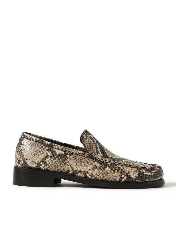 Photo: Acne Studios - Boafer Snake-Effect Leather Loafers - Brown