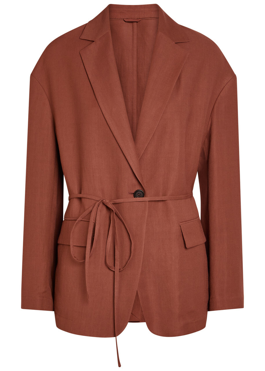 Brunello Cucinelli Tie-waist Twill Jacket Terracotta