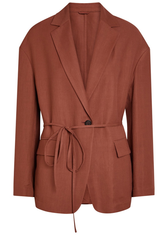 Photo: Brunello Cucinelli Tie-waist Twill Jacket Terracotta