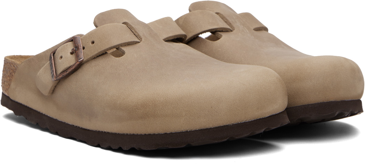 Birkenstock Beige Regular Boston Oiled Leather Slip-on Loafers