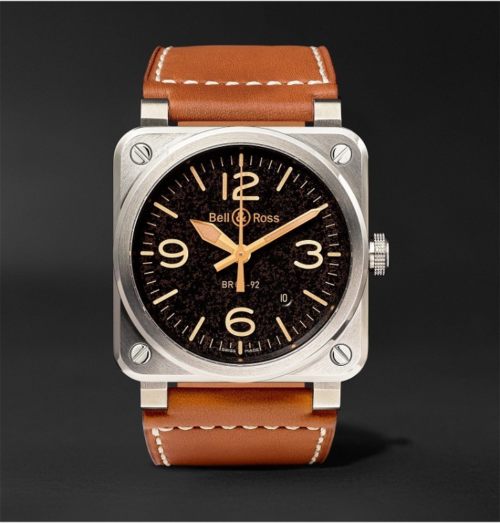 Photo: Bell & Ross - BR 03-92 Golden Heritage 42mm Steel and Leather Watch, Ref. No. BR0392‐ST‐G-HE/SCA - Black