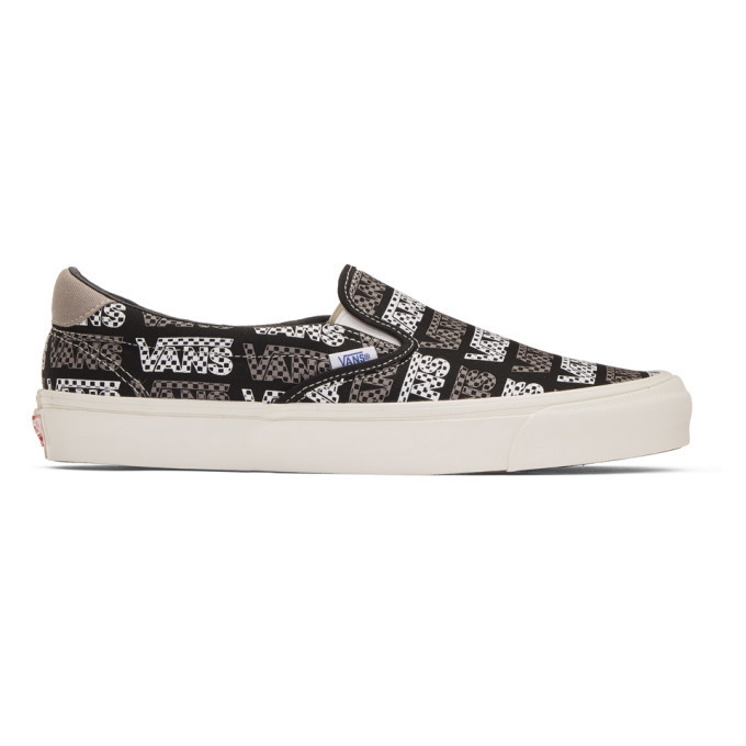 Photo: Vans Black and Grey Logo Checkerboard OG Slip-On 59 LX Sneakers