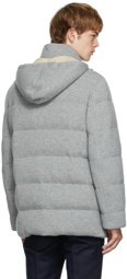 Brunello Cucinelli Grey Down Cashmere Knit Jacket