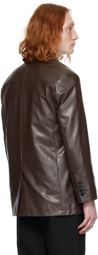 Dunst Brown 2 Button Faux-Leather Blazer