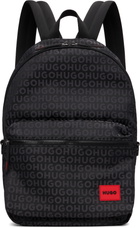 Hugo Black Logo Patch Backpack