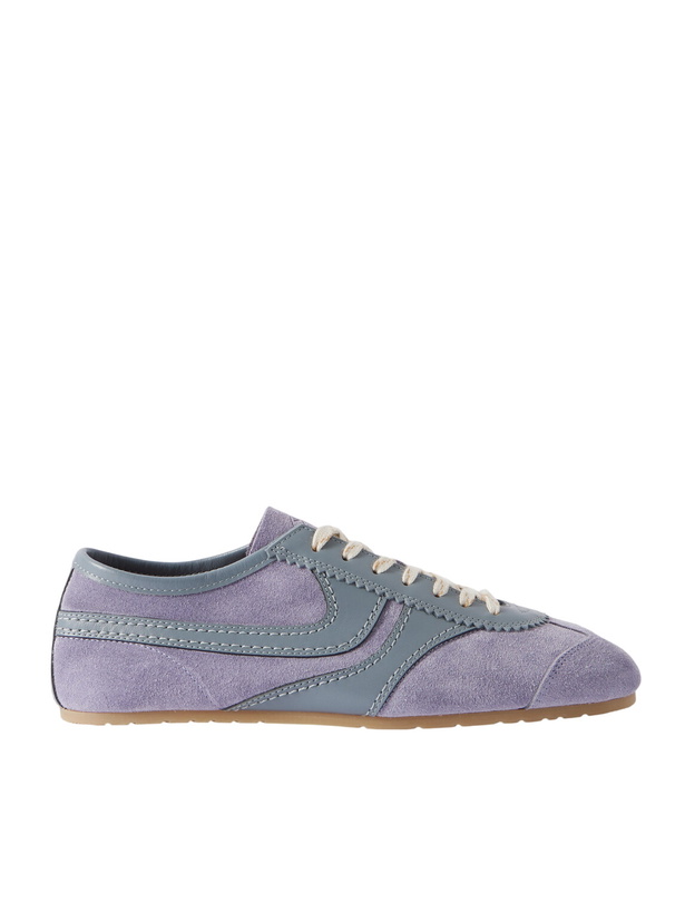 Photo: Dries Van Noten - Leather-Trimmed Suede Sneakers - Purple